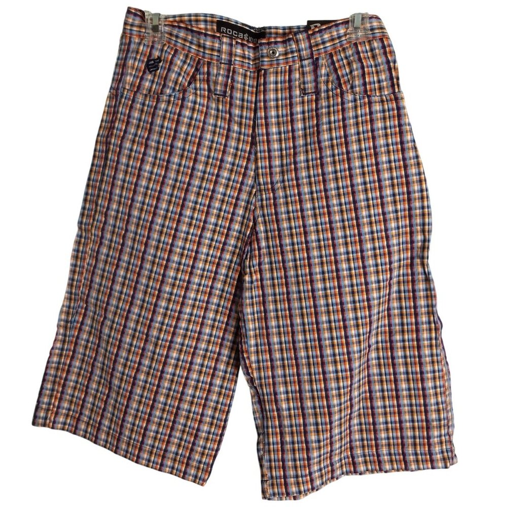 Rocawear Size 14 Shorts Boys Bermuda Original Fit Plaid Neon Embroidered NEW